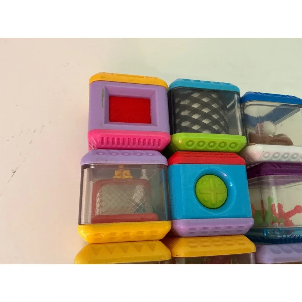 Fisher-Price Vintage Peek-a-Blocks Activity Sensory Building Blocks Set of 9